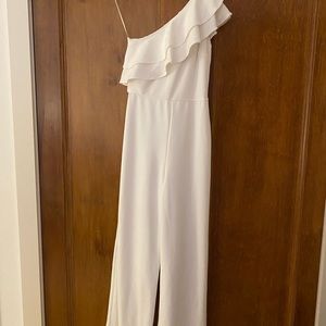Express white one shoulder jumpsuit
